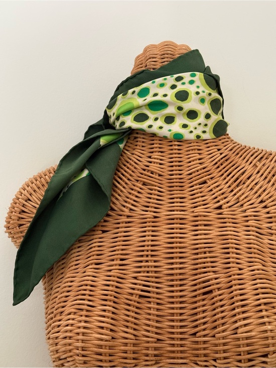 Givenchy Accessories - Givenchy Green and Ivory Dot Mosaic Silk Scarf